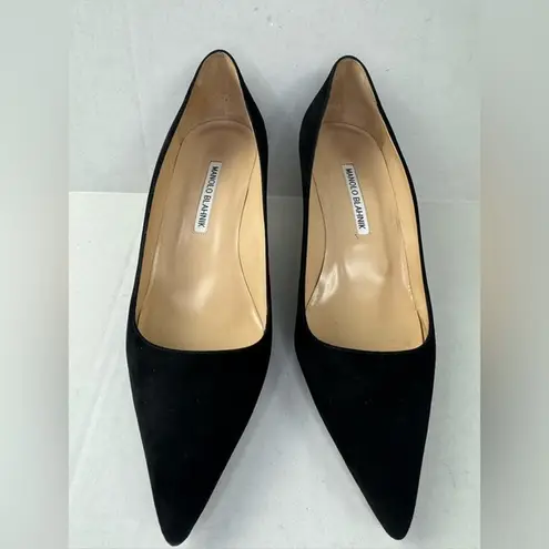 Manolo Blahnik Stiletto Heels Classic Black Suede Size 39.