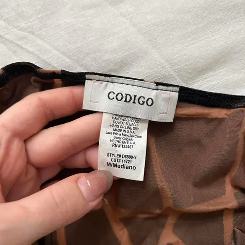 Y2K paper tag Brown black giraffe burnout maxi dress asymmetrical neckline Size M