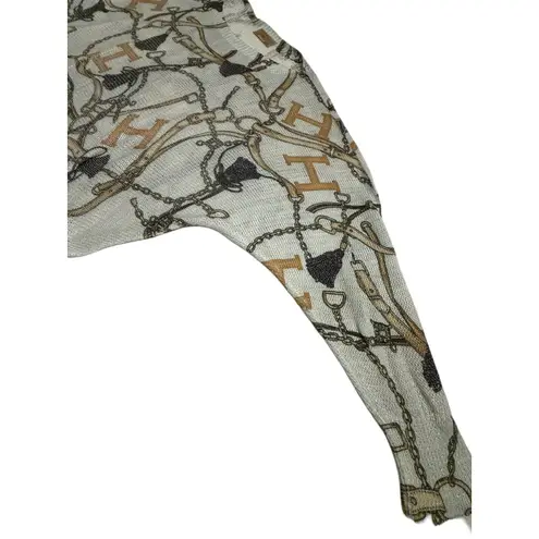 Free For Humanity Italian Equestrian Light Open Knit Sweater/Old Money, Horses L Brown Size L