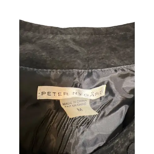 Peter Nygard Womens Black Ribbed Knit & Suede Detailed Sweater Jacket Size M