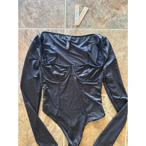 SKIMS Glissenette Long Sleeve Bodysuit Onyx Size XS