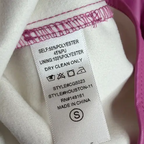 Buddy Love Pink Faux Leather Puff Sleeve Top Women’s. Size S