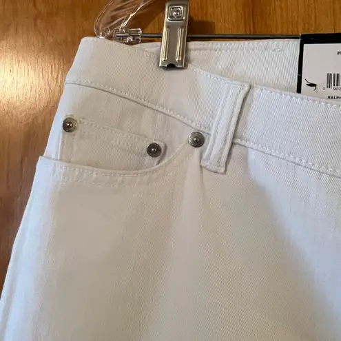 Ralph Lauren Lauren  White Crop Jeans Pants Cropped Straight NWT Size 16W FLAW