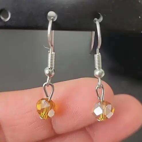 Tiger Eye and Crystal Necklace Bracelet and Earrings Set Brown