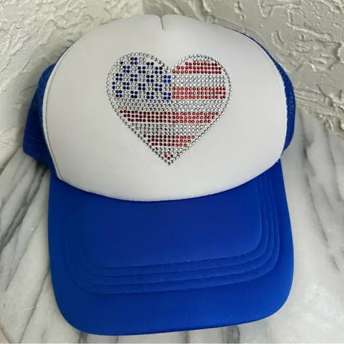 USA Embellished Trucker Hat Size OS Blue