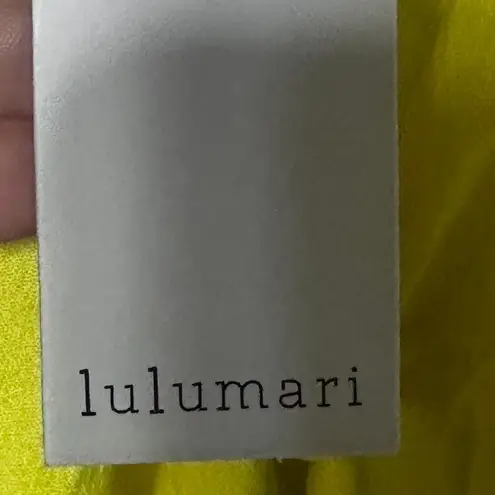 Lulumari NWT Lemon Yellow Flowing Embroidered Halter Crop Large Boho Chic