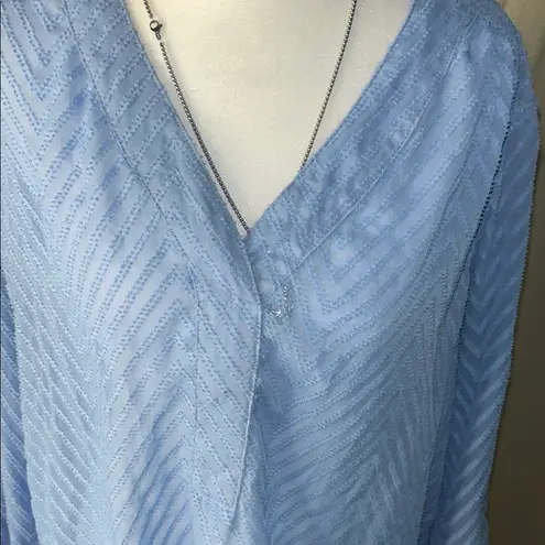 Grand & Greene Blue and White 3/4 Bell Sleeve Blouse Size L