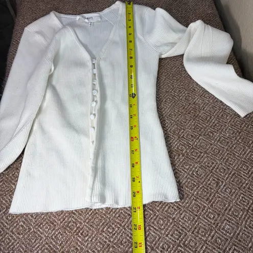 Ba&sh Womens Wiliam Rib Knit White Cardigan Pullover Sz S Quiet Luxury City EUC