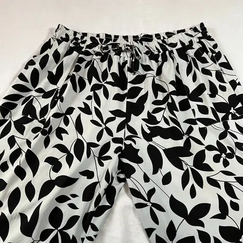 Women's High Rise Leaf Print Wide Leg Pants Size 4XL Easter Party Lightweight White