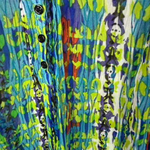 Peck & Peck Women's Skull Print Sheer Blouse Top Button Down Long Sleeve Large