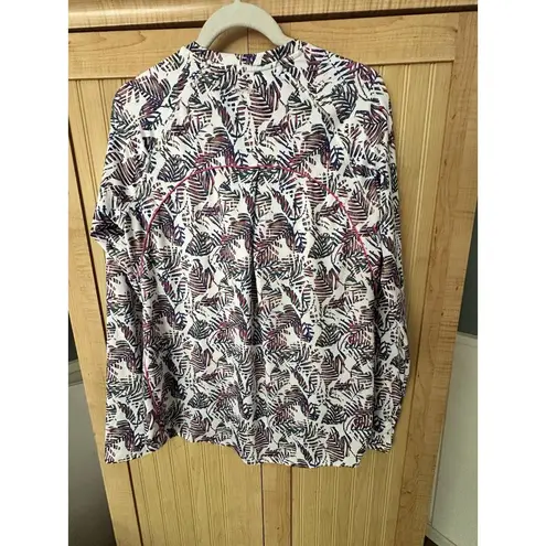 Coolibar Swim Shirt Medium Hightide Long Sleeve UPF 50+ Leaves Print White