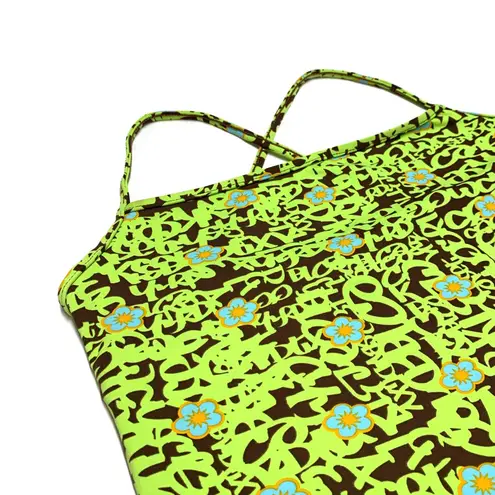 Aquarella Green Graffiti Floral Swim Tank Top Brown
