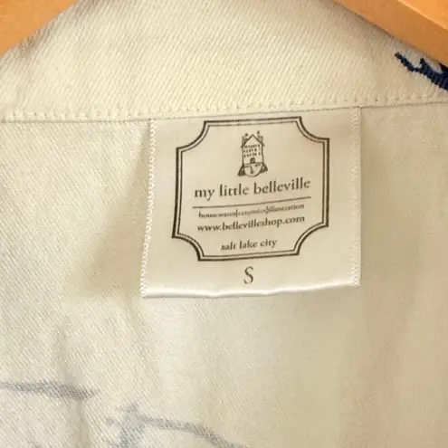 My Little Belleville Jumpsuit S Short Sleeve Button Up Woman Graphic White