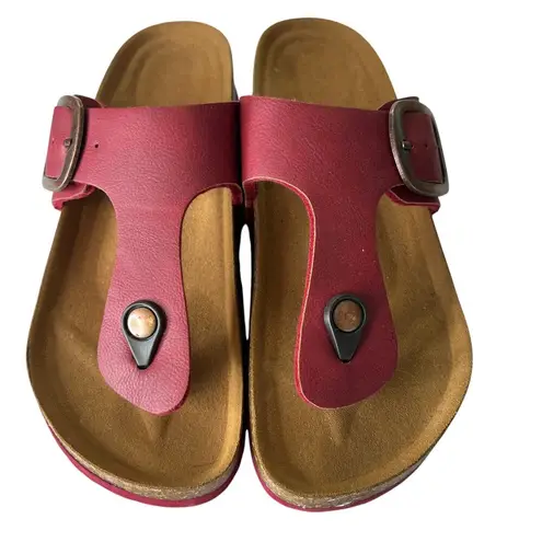 Aerothotic Taiga Sandals Womens 7 37 Toe Post Arch Support Cork Footbed Shoe Red