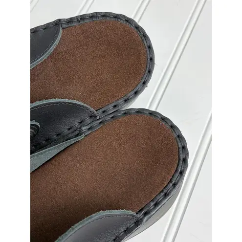 Naot Leather Mary Jane Clog Sandals Black Slip