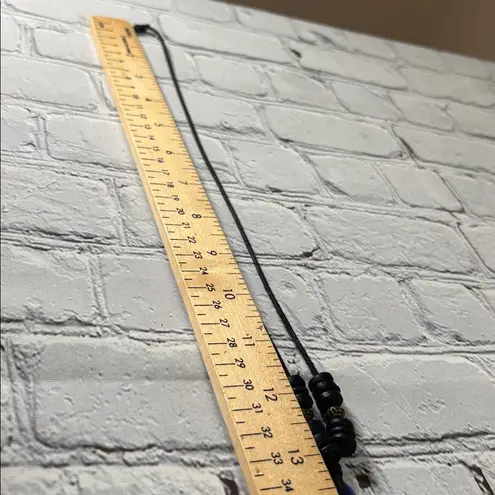 Wooden Bead Rope Surfboard Pendant Beachy Surfer Necklace Black