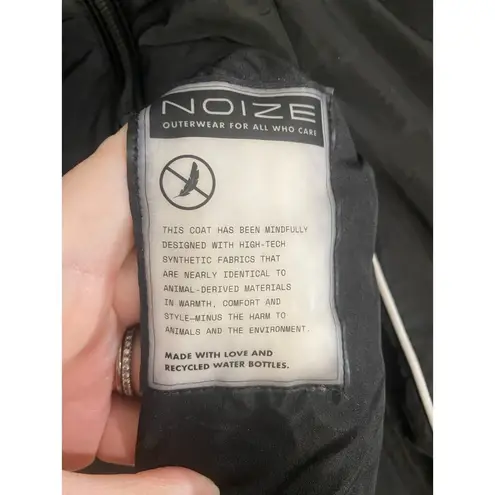 Noize Gigi Vegan Faux Fur Trim Quilted Parka medium S7 Black