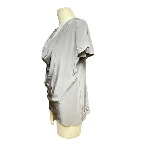 Karina Grimaldi 100% Silk Cowl Neck Blouse Short Sleeve Top Size Small