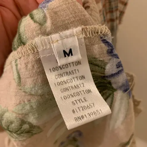 Giddy Up Glamour Plaid Floral Button Up Top Medium