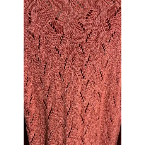 Icelandic Design Linen Cardigan Size Large Zip Up Open Knit Salmon Pink 1998