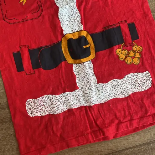VINTAGE Christmas Tshirt Santa Sz Small Single Stitch Short Sleeve Hanes Beefy T Red