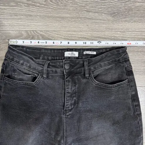 Royalty For Me Women High Rise Distressed Skinny Jeans Black Wash Size 12 Cotton