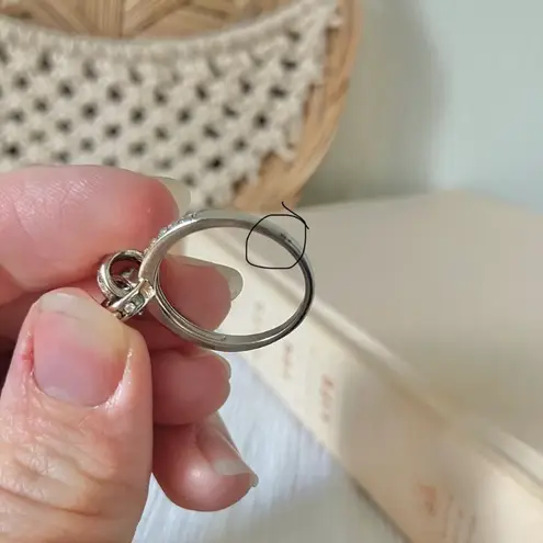 Love Knot Silver Diamond Ring Vintage Bow Pave Inset Promise Engagement Classic Jewelry