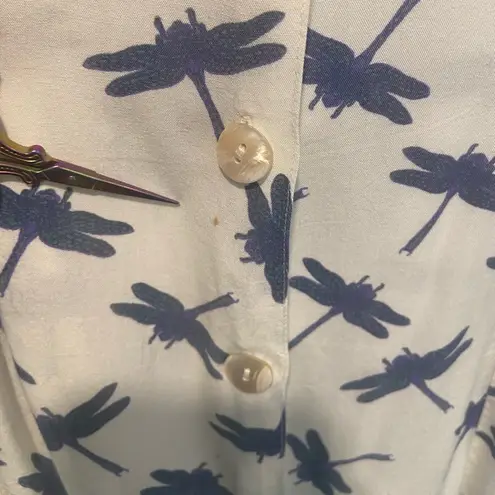 Big Island Size M Sleeveless Shell Button Dragonfly Print Collared Mini Dress White Size M