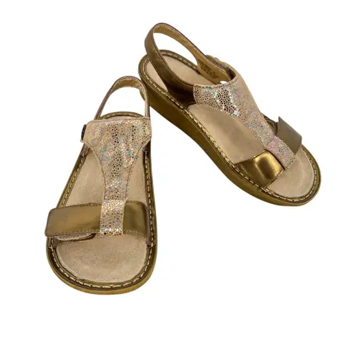 Alegria Kendra Gold Leather Luminescent Accent Sandals Size 38 8