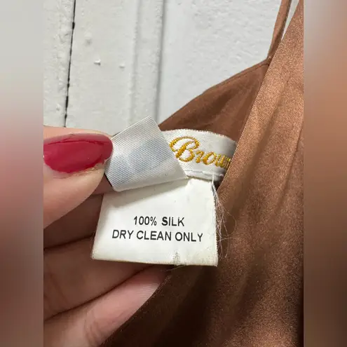 Julie Brown Y2K Chocolate Brown Silk Babydoll Top Size 8