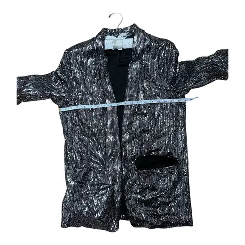 Silver Shimmering Blazer with Relaxed Open Front Size M