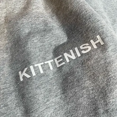 Kittenish  Rainbow Side Stripe Cropped Raw Hem Grey‎ Pullover Sweatshirt Medium - Image 5