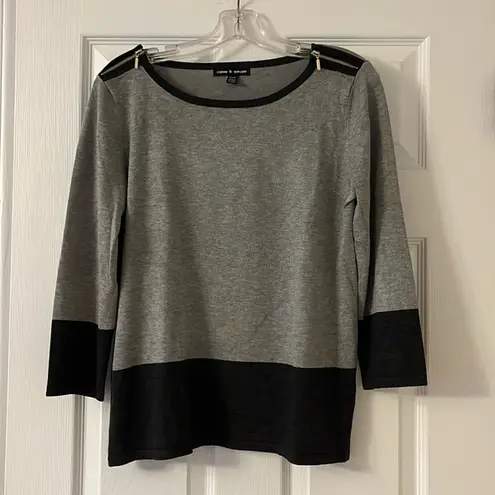 Cable & Gauge -Two-Tone Black and Gray Long Sleeve Top Size M