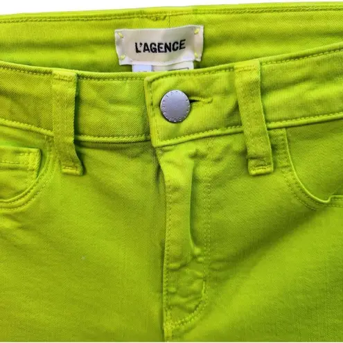 L'Agence NWT  Womens Size 25 Margot High-Rise Ankle Skinny Neon Green Jeans