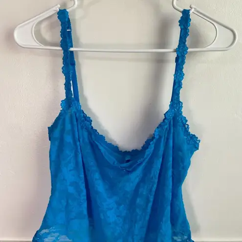 SKIMS NWOT Mykonos Blue Stretch Lace Intimates Thong Bodysuit