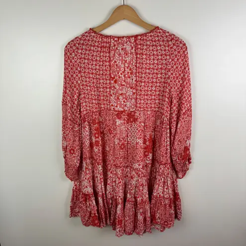 Poupette St Barth Tesorino Mini Dress Size S/M Tunic Flowy Resort Beachy Boho Red Size M