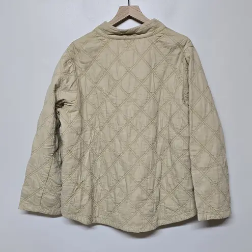 J.Jill Quilted Cotton Jacket Light Bamboo Tan Zip Front Pockets XL NWT $159 Brown