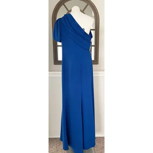 Tadashi Shoji Asymmetrically Pleated Formal Gown, Mystic Blue, Size XL EXCELLENT