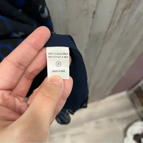 Ramy Brook Blue Allymay Sleeveless Mock Ruffle Leopard Top Blouse Silk Small