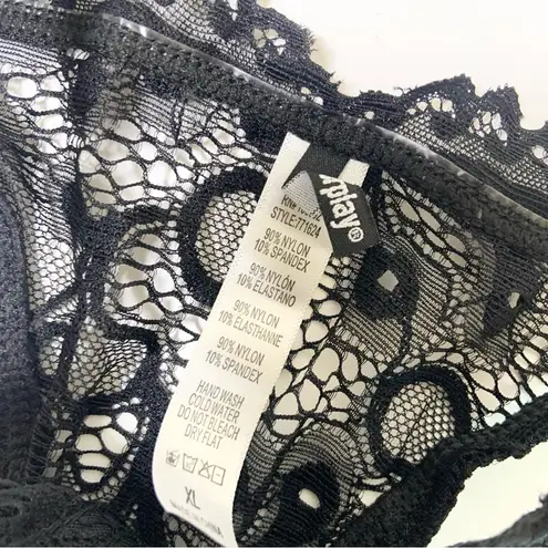 Forplay Lace Fall In Love 3 Piece Black Bustier Lingerie Set Size XL NEW