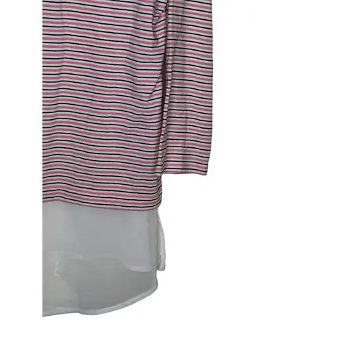 Tyler Boe Women's Sweater Stripe Overlay Stretch Crew Neck Long Sleeve Large