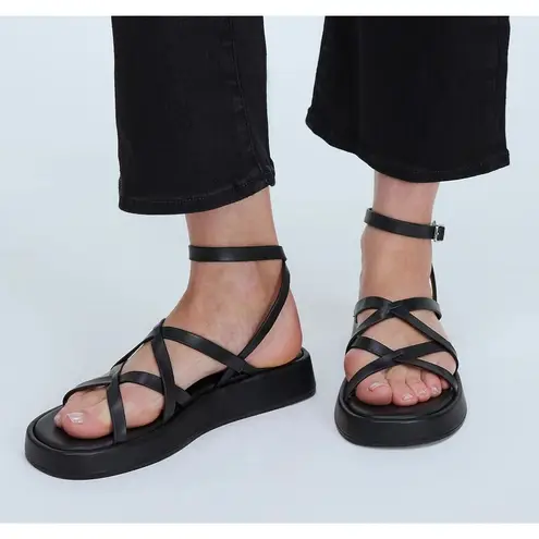 Madewell NEW  The Sabina Flatform Sandal Leather Black Size 9.5