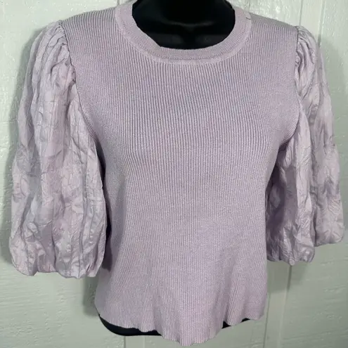 Lucy Paris  Elle Lavender Ribbed Short Sleeve Sweater Size Large EUC