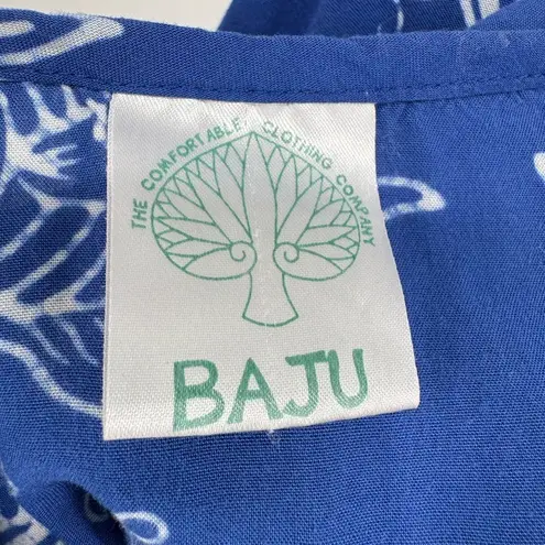 BAJU Fish Sea Ocean Bubbles Themed Button Front Dress Size Medium Blue