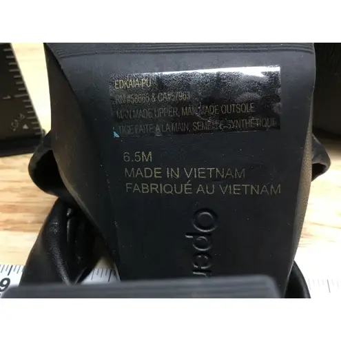 Open Edit Kaia Knot Platform Sandals Women's 6.5 Black Leather High Block Heel