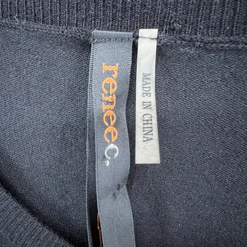 Renee C Sequin Sweater Dress Womens M White Black Stripe Silver Party Holiday Size M