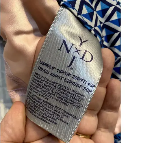 NYDJ Capri Womens Size 16 Petite Pants Trouser Diamond Pattern Zip Up Blue White