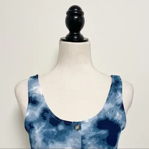 Wishful park Blue White Tie Dye Scoop Neck Tank NWT Junior Small Faux Buttons