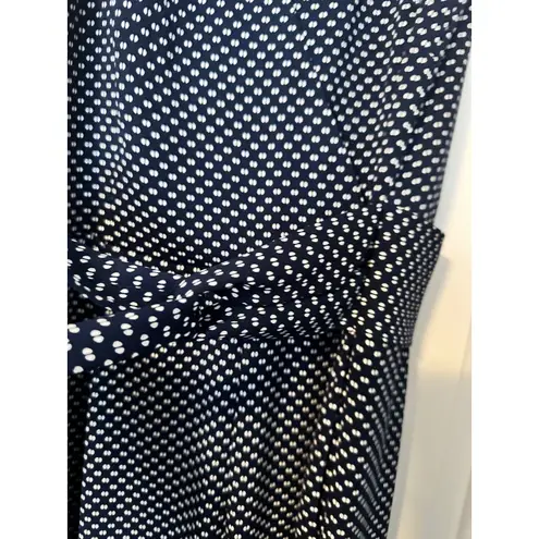 Long Tall Sally navy and white sleeveless pant romper US 8 39" inseam Blue