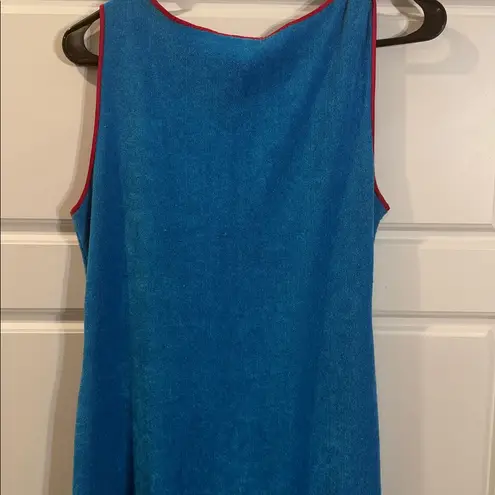 Vintage Dutchess Terry Cloth Maxi Dress Medium Asymmetrical Pool Coverup Blue